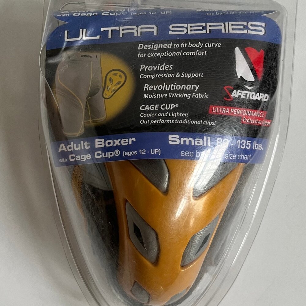 Men's SAFETGARD Ultra Series Protective Gear Boxer + Cage Cup Sz Small Athletic